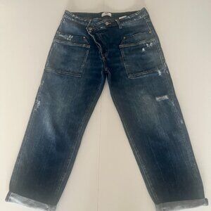 Womens Y2K French Boyfriend Distressed Jeans Lg Le Temps Des Perises Cosy Pocket